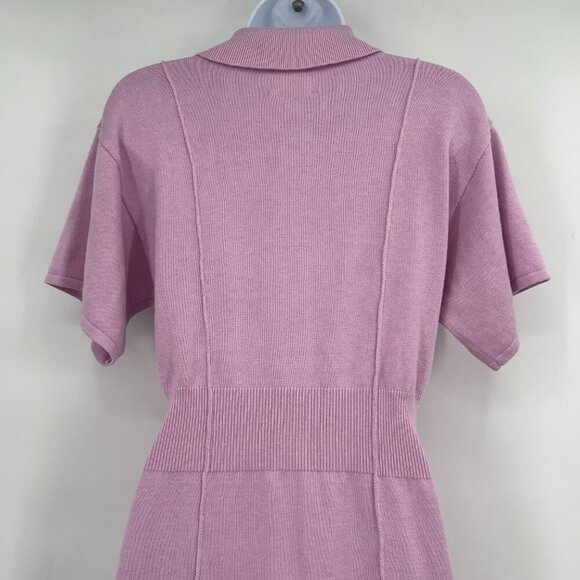 CRUSH Lilac Knit Mini Dress – Collared Button Front | Cotton Silk Cashmere Blend - Picture 5 of 11